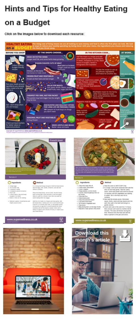 Monthly wellbeing content